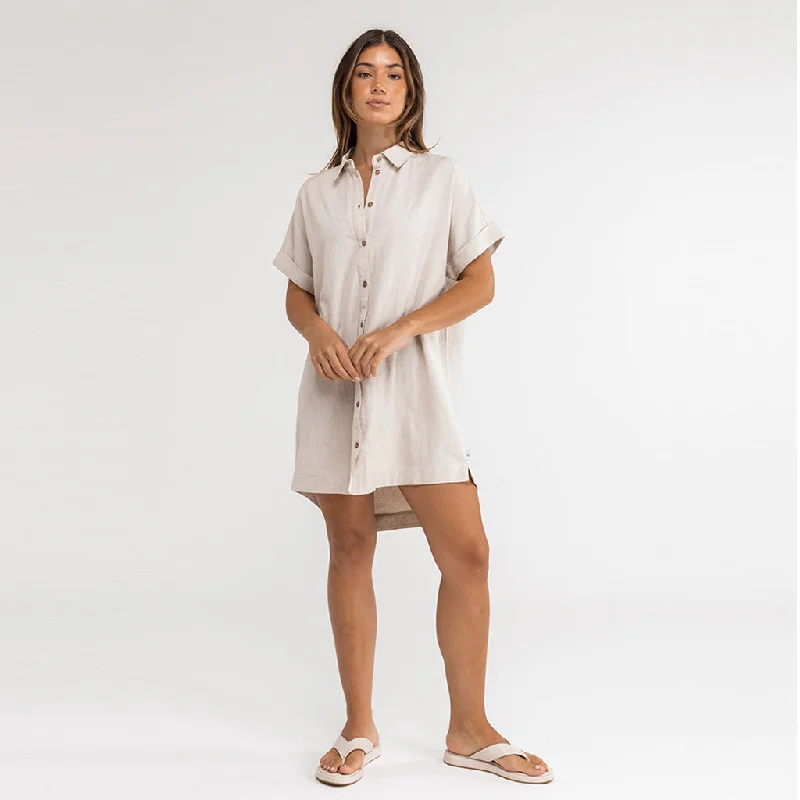 Rhythm Women's Classic Shirt Overswim Dress - Oatmeal Elegant Halter Bikini