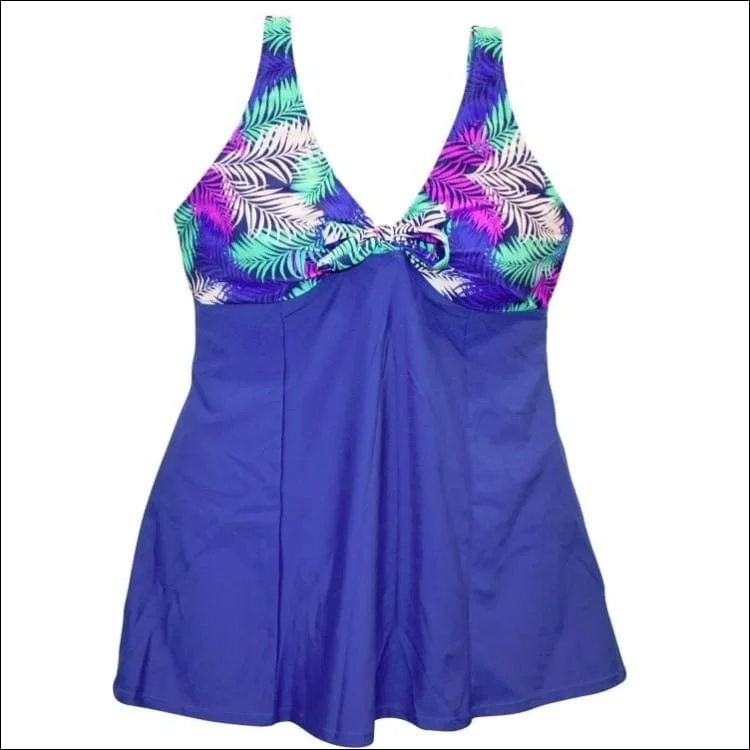 Simply Fit Women’s Plus Size Swimdress Swimsuit Front Tie 16-22 High-Cut One-Piece