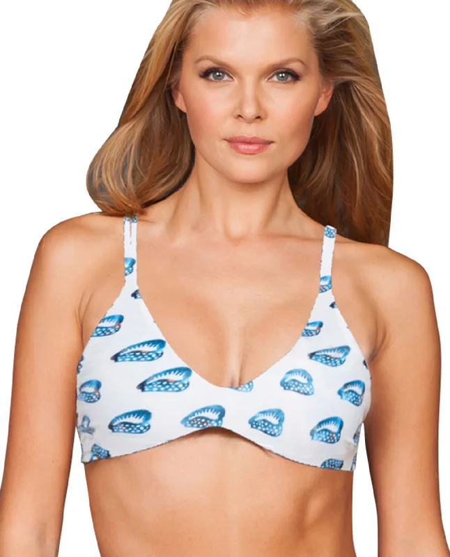 Stone Fox Swim Conch Shell Indie X Back Bralette Bikini Top Deep-V Swimsuit Design