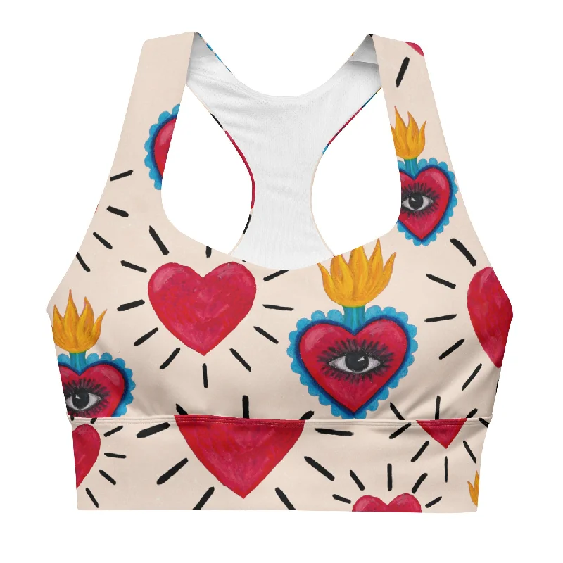 Hearts Supportive Swim Top Plunge Neckline Swimsuit