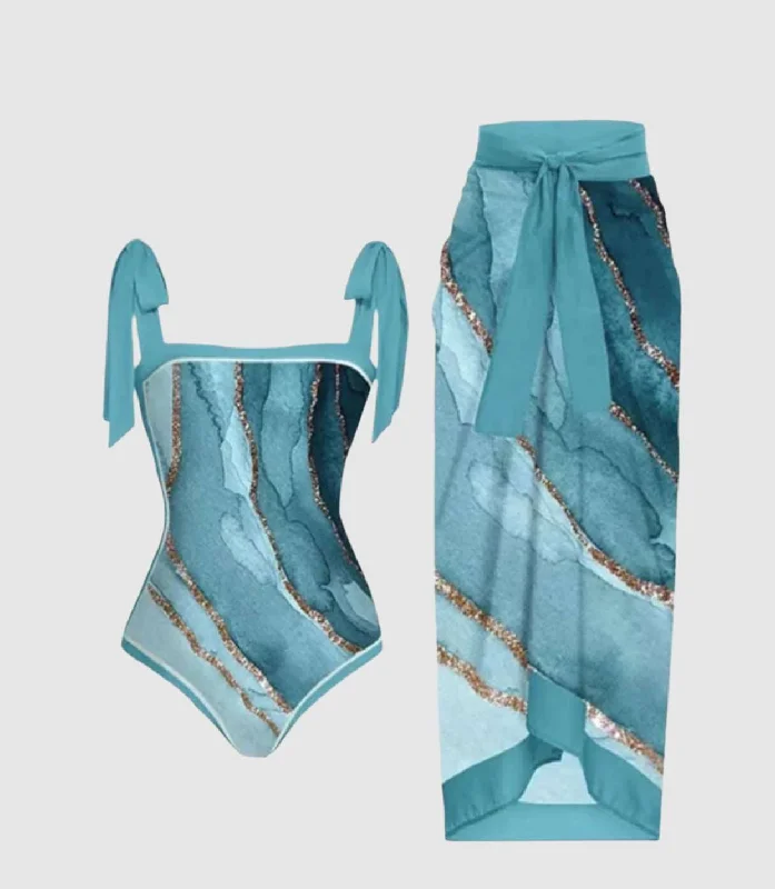 118Y Blue Marble Pattern Suit