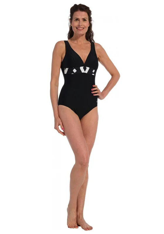 Pastunette Powernet Swimsuit, Black Minimalist One-Piece