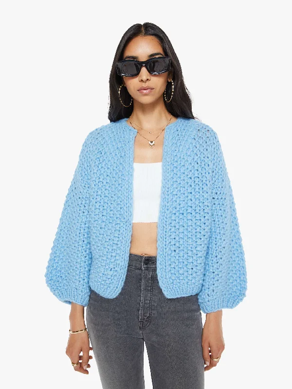 Maiami Alpaca Pearl Pattern Bomber Cardigan - Alaskan Blue Cotton Fabric Linen Fabric Terry Fabric Maiami Alpaca Pearl Pattern Bomber Cardigan - Alaskan Blue Cotton Fabric Linen Fabric Terry Fabric