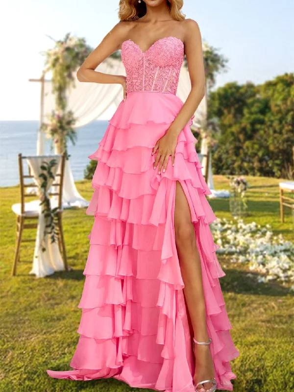A-Line/Princess Strapless Long Prom Evening Party Dresses with Sequins & Split Side Tunics Evening elegant A-Line/Princess Strapless Long Prom Evening Party Dresses with Sequins & Split Side Tunics Evening elegant