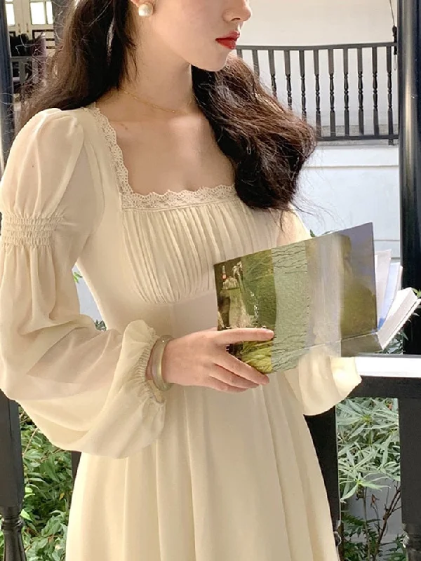 French Elegant Solid Midi Dress Woman Fairy One Piece Dress Korea Fashion Summer Long Sleeve Even Party Dress Casual Female Tunics Silk luxurious French Elegant Solid Midi Dress Woman Fairy One Piece Dress Korea Fashion Summer Long Sleeve Even Party Dress Casual Female Tunics Silk luxurious