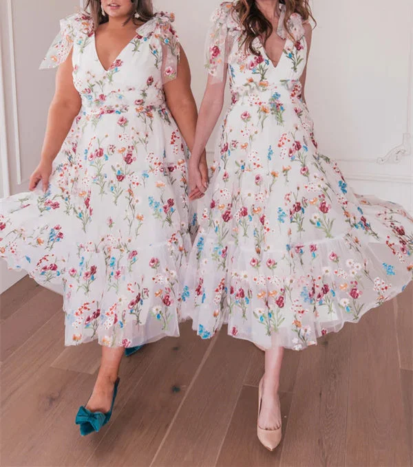 A-Line/Princess V-Neck Short Sleeves Floral Formal Party Dresses With Flowers Tunics Prom sequined A-Line/Princess V-Neck Short Sleeves Floral Formal Party Dresses With Flowers Tunics Prom sequined