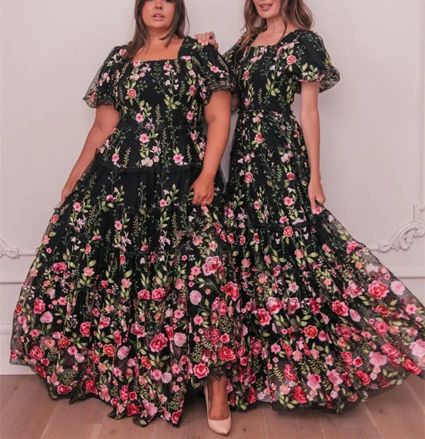 A-Line/Princess V-Neck Short Sleeves Floral Formal Party Dresses With Flowers Tunics Wedding white A-Line/Princess V-Neck Short Sleeves Floral Formal Party Dresses With Flowers Tunics Wedding white