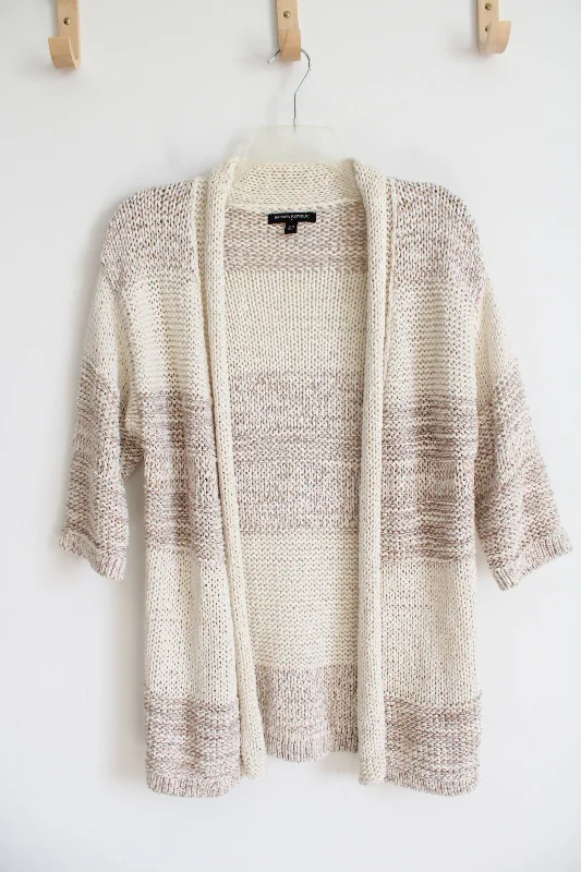 Banana Republic Cream & Brown Knit Cardigan | XS Rayon Fabric Velvet Fabric Corduroy Fabric Banana Republic Cream & Brown Knit Cardigan | XS Rayon Fabric Velvet Fabric Corduroy Fabric