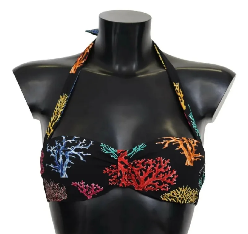 Dolce & Gabbana Black Corals Print Swimsuit Beachwear Bikini Top Classic Two-Piece Bikini Dolce & Gabbana Black Corals Print Swimsuit Beachwear Bikini Top Classic Two-Piece Bikini